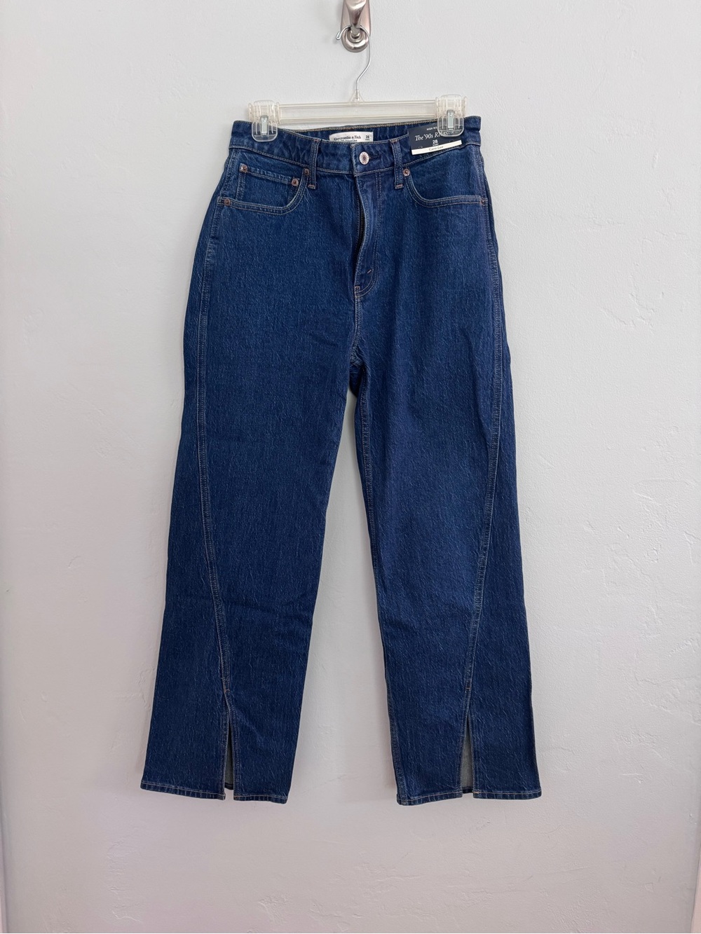 Abercrombie & Fitch Dark Blue Wide Leg Jeans with Front Slits